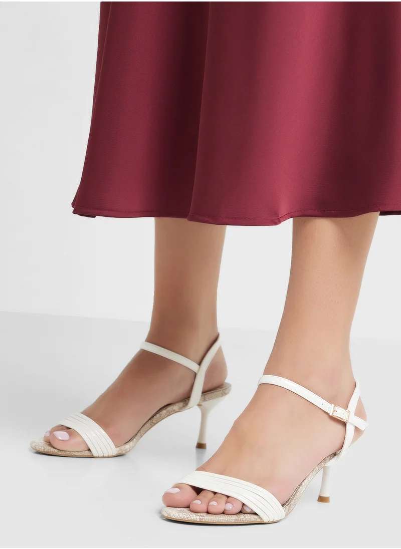 ELLA Strappy Snake Print Ankle Strap Heel Sandal