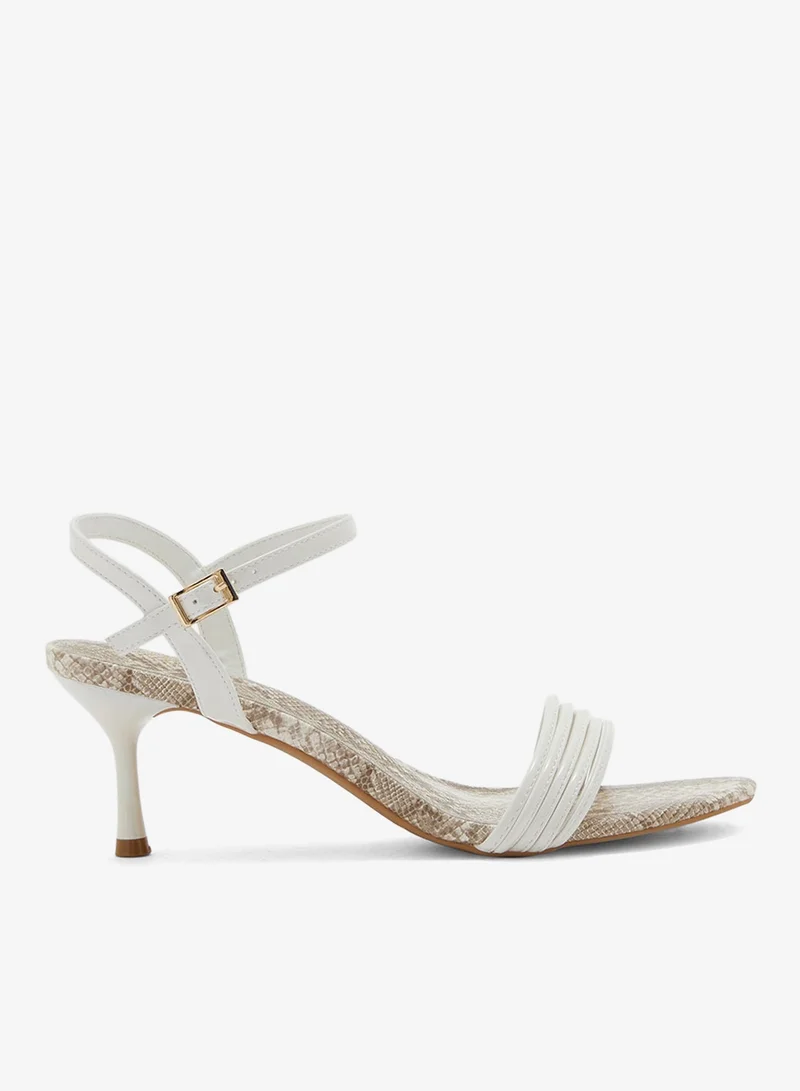 ELLA Strappy Snake Print Ankle Strap Heel Sandal