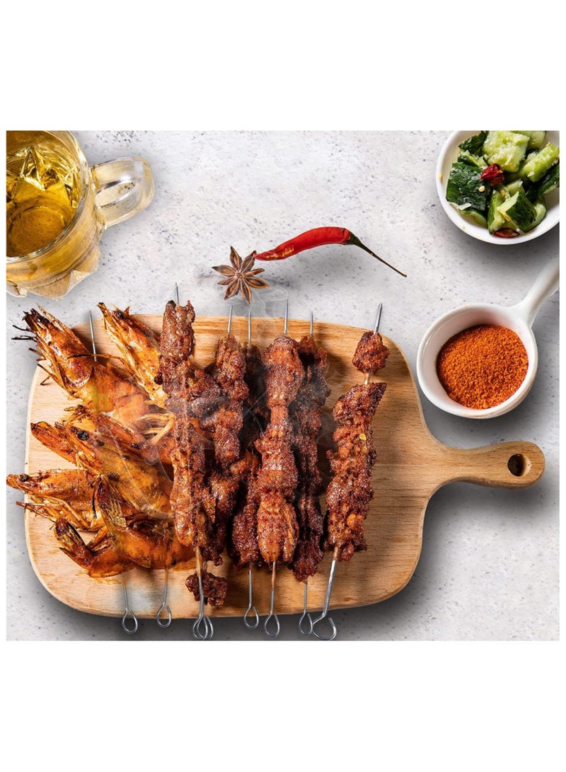 ECVV 18" Stainless Steel BBQ Skewers, 12-Pack Flat Metal Kabob Sticks, Reusable Shish Kebab Skewers for Grilling Meat, Seafood | Dishwasher Safe BBQ Tools - Image 3