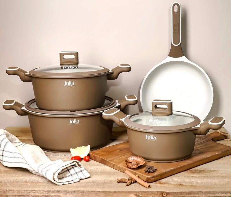 جوليا طقم أواني طهي جوليا إيليت بروف من الجرانيت البني، 7 قطع - Image 1