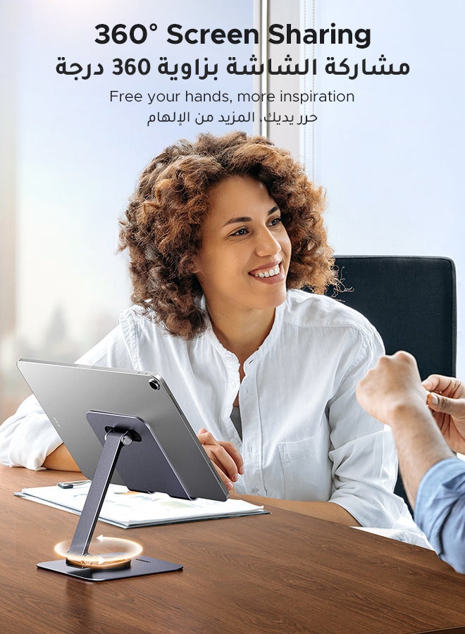 Ugreen iPad Stand 360° Rotatable Metal Phone and Tablet Stand Holder For Desk Adjustable Foldable Tablet Mount Compatible With All up to 13-inch Devices iPhone 16 Pro Max iPad Pro/Air/Mini Galaxy Tab - - Image 2