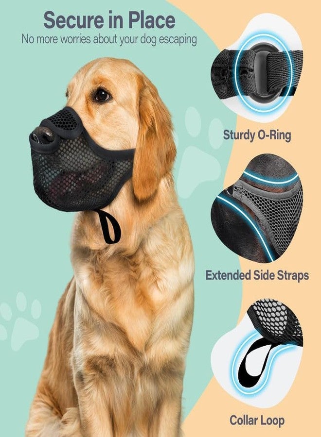KACHEEG Soft Air Mesh Dog Muzzle Breathable & Adjustable Pet Muzzle for Small, Medium & Large Dogs, Front-Opening Design for Comfort, Prevents Biting & Scavenging, Allows Drinking - Image 2