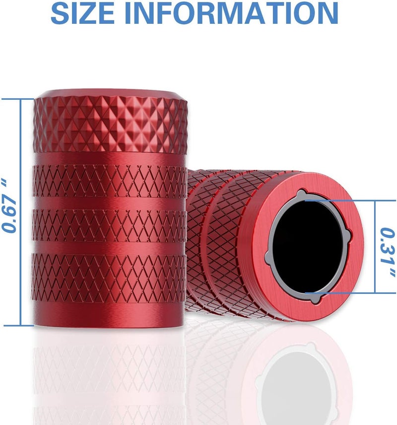 CKAuto Tire Valve Stem Caps, Red, 4 pcs/Pack, Anodized Aluminum Tire Valve Cap Set, Corrosion Resistant, Universal Stem Covers for Cars Trucks Motorcycles SUVs and Bikes - Image 4