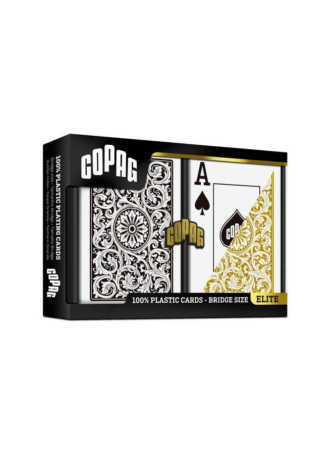 Copag 1546 Design 100% Plastic Playing Cards, Bridge Size (Narrow) Black/Gold (Jumbo Index, 1 Set) - Image 2