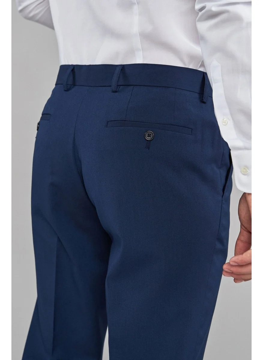 HYMAN Men's Regular Fit Fabric Trousers Blue