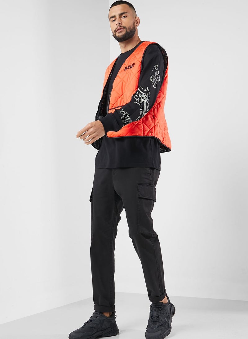 جرايمي جاكيت مبطن بدون أكمام - Image 4