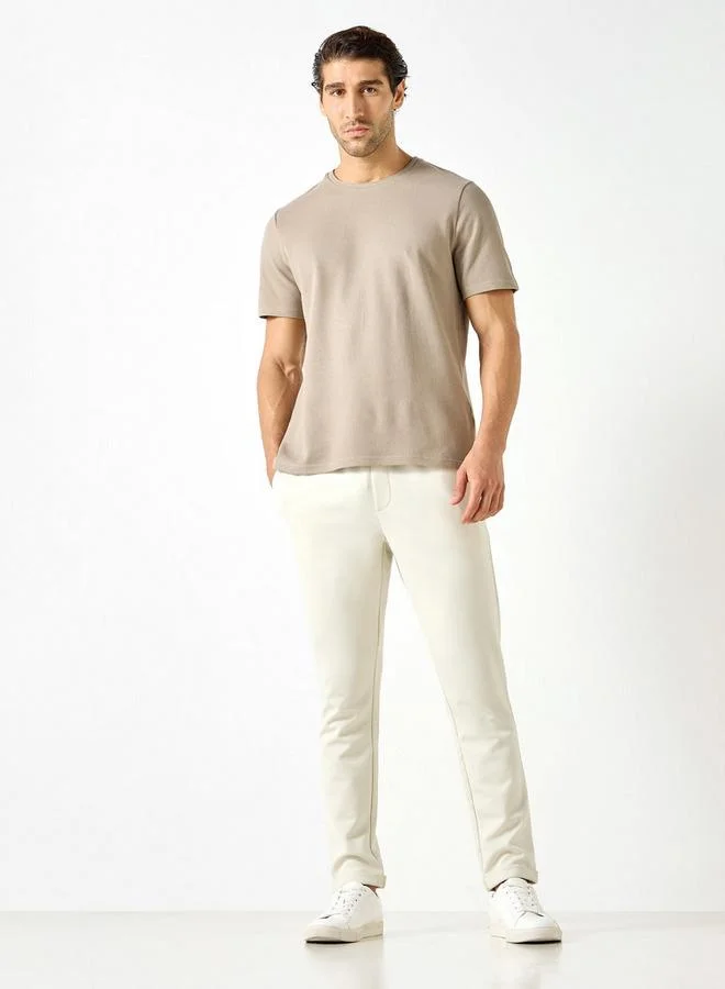 Iconic Iconic Textured Knit T-shirt with Short Sleeves