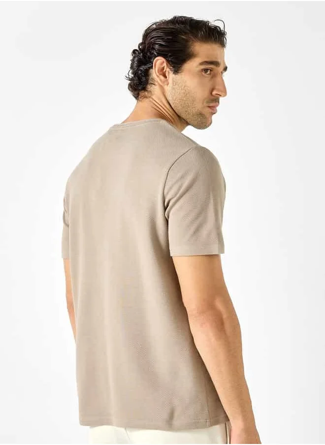 Iconic Iconic Textured Knit T-shirt with Short Sleeves