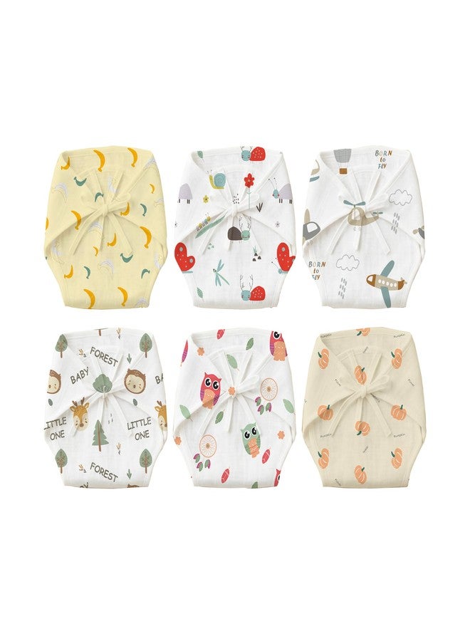 Mookoo Cotton Langots for New Born 0-3 Months | Soft Muslin Baby Nappy | Comfortable Washable Diaper Wrap | 12-Pack | Floral-Bat+Banana-Pumpkin+Cloud-Owl - Image 1