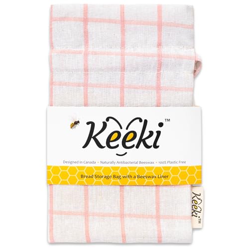 Keeki Bag - The Original Beeswax Lined Bread Bag for Homemade & Sourdough | Reusable Linen Bread Storage | Beeswax Wrap Alternative | Plastic-Free Storage w/Wide Drawstring Closure (Pink) - Image 1