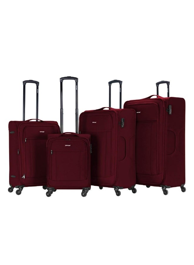 VIPTOUR 4-Piece Fabric Softside Luggage Set with 360° Spinner Wheels & Number Lock – Durable Polyester Travel Trolley Bag (20’’ / 24’’ / 28’’ / 32’’) - BURGUNDY - Image 1