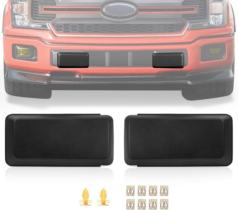 AUTOBABA 2Pcs F150 Front Bumper Guards Pads Cover Insert Cap Compatible with Ford F-150 2018 2019 2020 Replace# JL3Z17E810AB for Front Left Driver & Right Passenger Side (Matte Black) Multiple design variants - Image 1