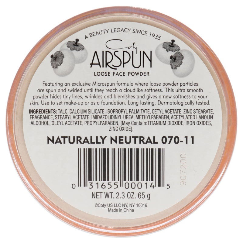 Airspun Coty AIRSPUN Face Powder, Naturally Neutral, 2.3 Oz, Natural Tone Loose Face Powder, for Setting Makeup or Foundation, Lightweight, Long Lasting, Pack of 1 - Image 2