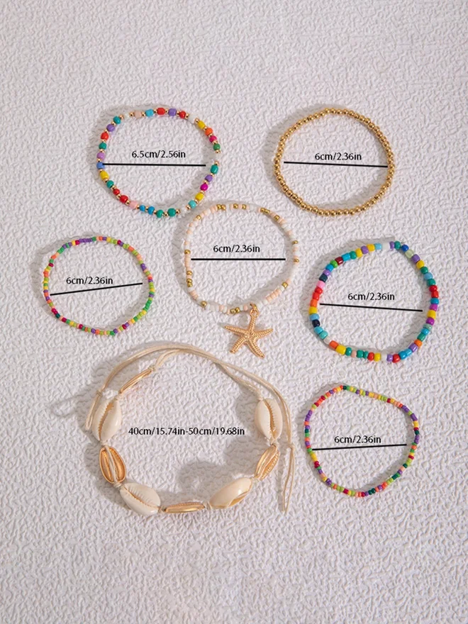 Styli Styli Women Colorful Beaded Bracelet Stack with Starfish Charm