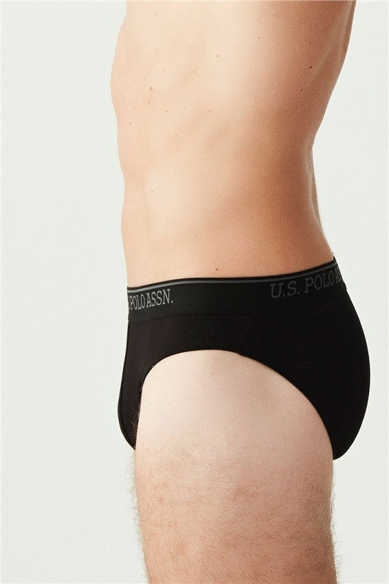 U.S. Polo Assn. 3 Piece Black Cotton Men's Briefs - Image 1