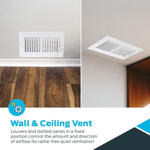 EZ-FLO 8 x 4 Inch (Duct Opening) Air Vent Cover for Wall or Ceiling, Two-Way Ventilation Register, Solid Steel HVAC Register Cover, White, 61608 - Image 4