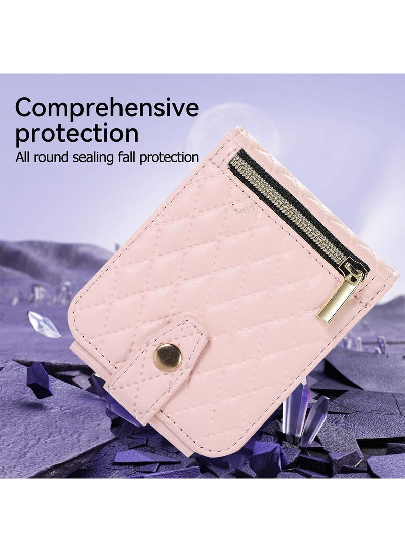Samsung Galaxy Z Flip 5 Case with Leather Wallet,Wristlet Strap Zipper Wallet Hinge Part Protected for Samsung Galaxy Z Flip 5 5G,Fashion Handbag Gift for Women Ladys  - Image 5
