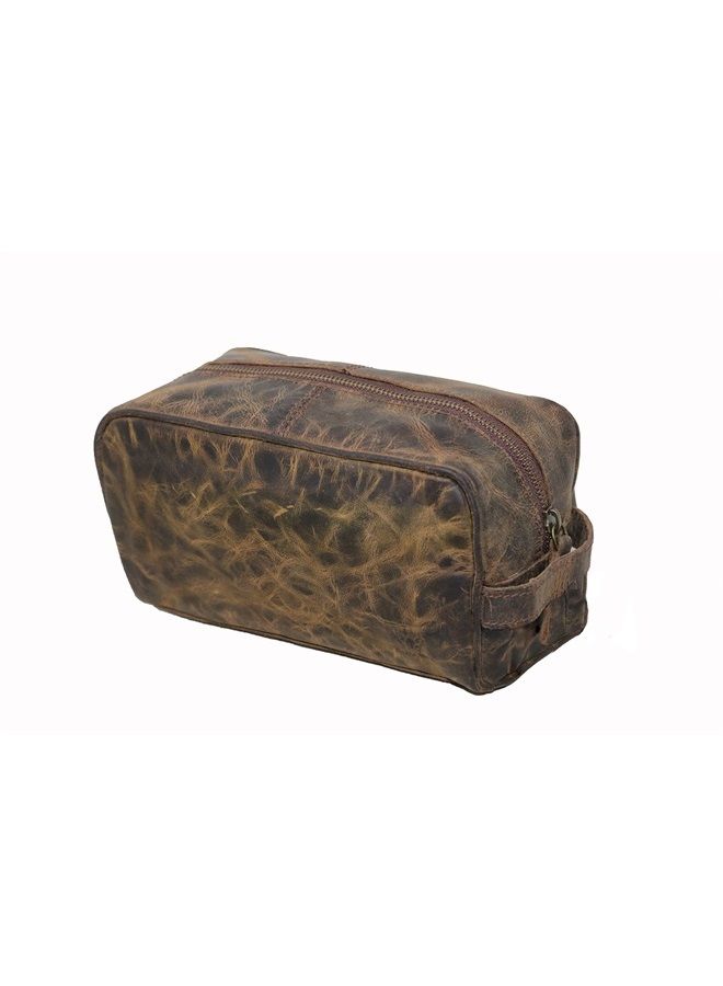 jaald Men's Genuine Leather Toiletry Bag Waterproof Dopp Kit Shaving Bags And Grooming For Travel Groomsmen Gift Men Women Hanging Zippered Makeup Bathroom Cosmetic Pouch Case Make Up kit - Image 4