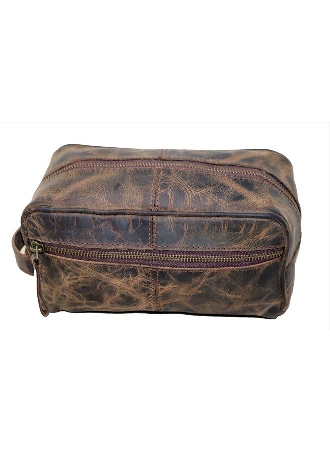 jaald Men's Genuine Leather Toiletry Bag Waterproof Dopp Kit Shaving Bags And Grooming For Travel Groomsmen Gift Men Women Hanging Zippered Makeup Bathroom Cosmetic Pouch Case Make Up kit - Image 2