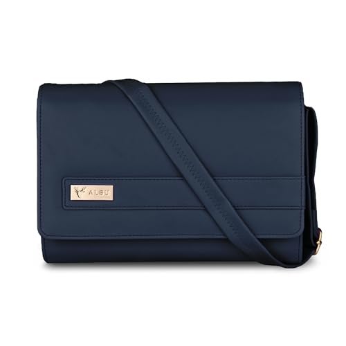 ALSU Women's trendy Sling Bag | handbag | purse | crossbody bag| deattachable straps | adjustable straps |card slots side bag| phone pocket (Blue) - Image 1