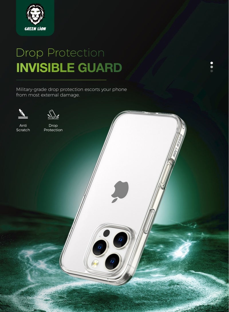 GREEN LION iPhone 16 Pro Crystal Clear Case / Anti-Scratch / Anti-Yellowing / Anti-Microbial Protection / Military-Level Protection / Drop Protection / Camera Protection / Enduring Clarity - Clear - Image 2