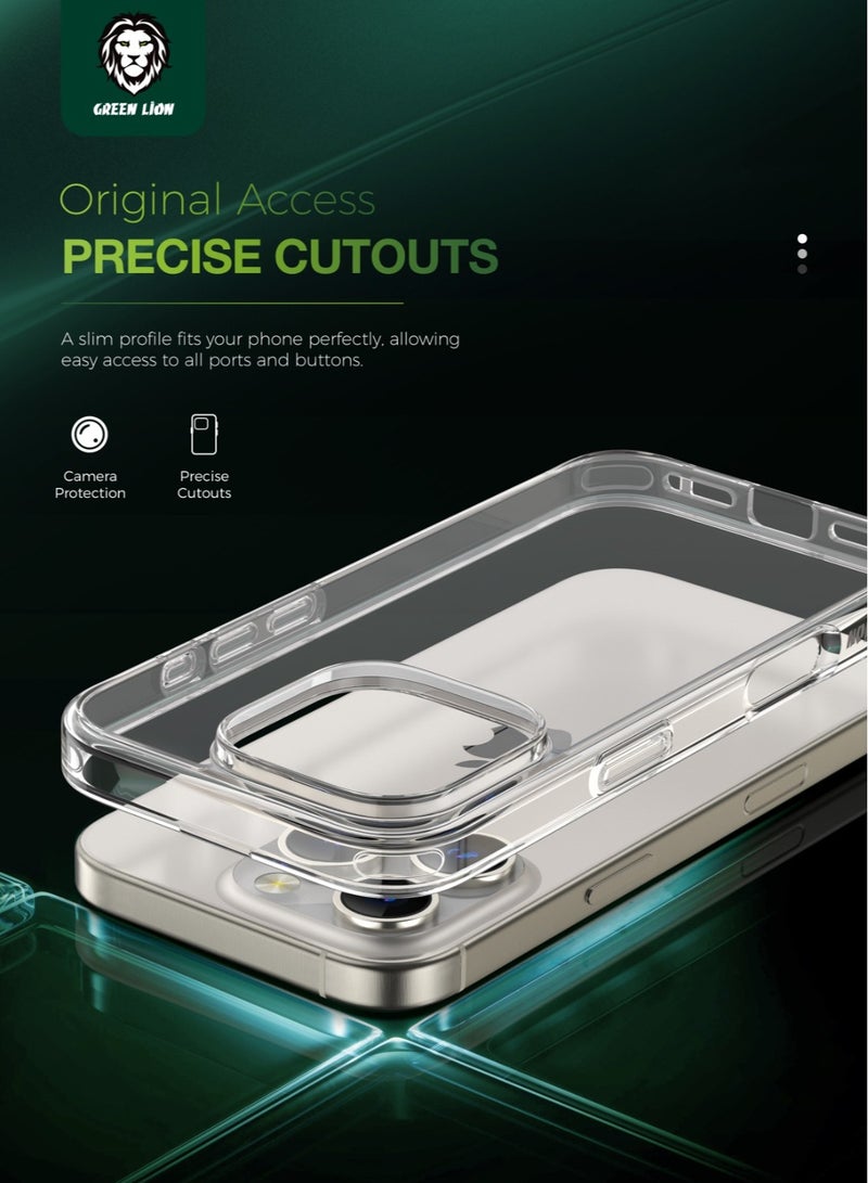 GREEN LION iPhone 16 Pro Crystal Clear Case / Anti-Scratch / Anti-Yellowing / Anti-Microbial Protection / Military-Level Protection / Drop Protection / Camera Protection / Enduring Clarity - Clear - Image 3