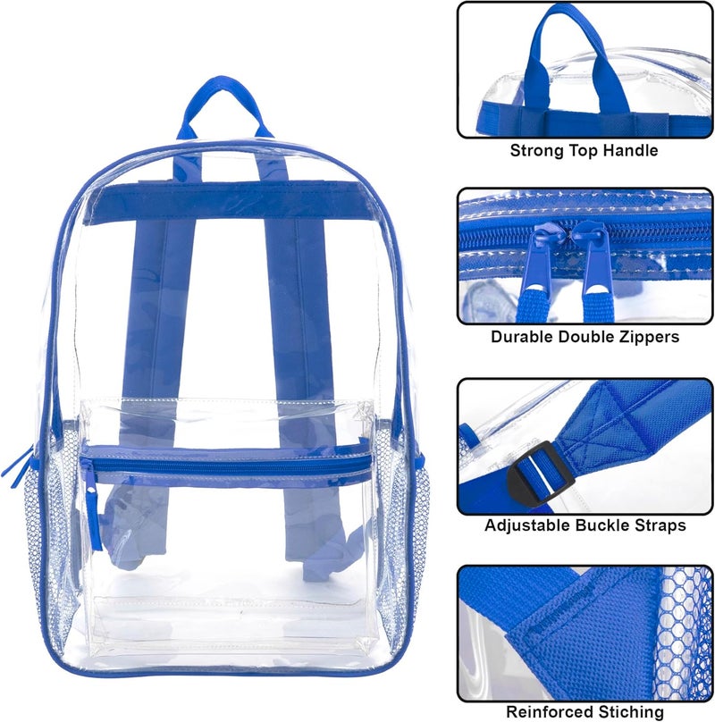 Trailmaker Clear Backpack Heavy Duty with Padded Straps, Side Pockets for Kids, Boys, Girls, School, Stadium Approved Events - Image 2