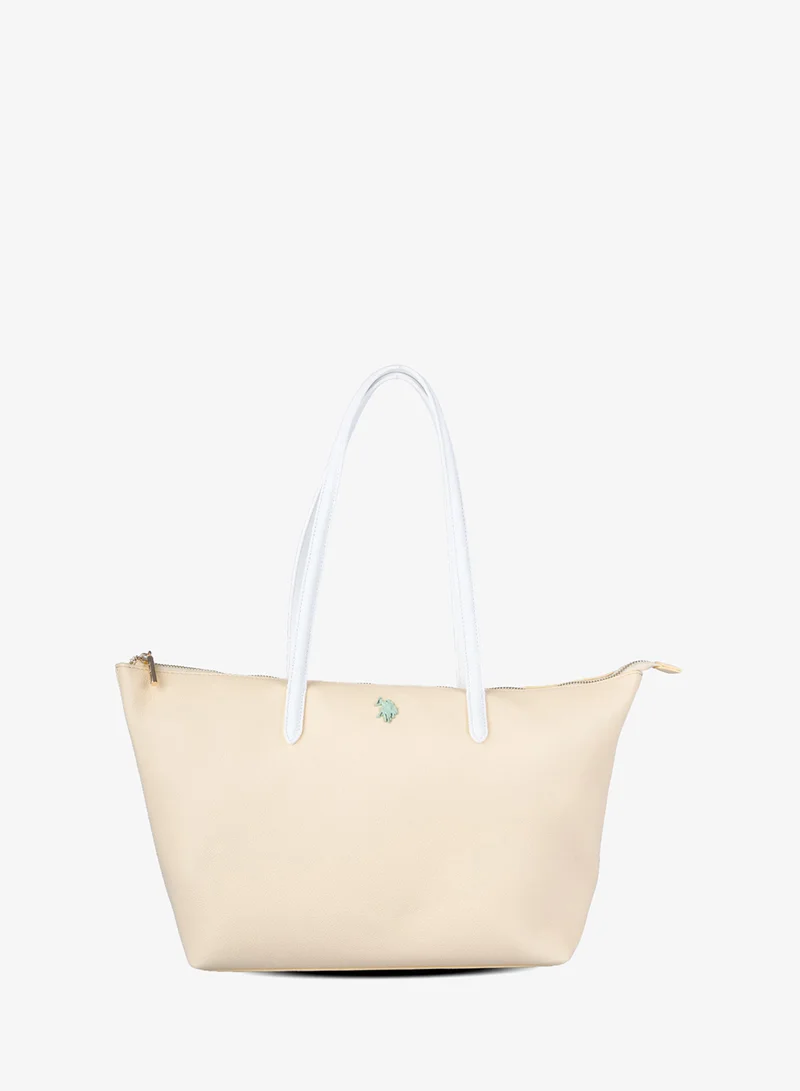 U.S. Polo Assn. Women's Tote Bag, Ladies Large Capacity Shoulder Bag Handbag for Ladies Travel Bag for Yellow White