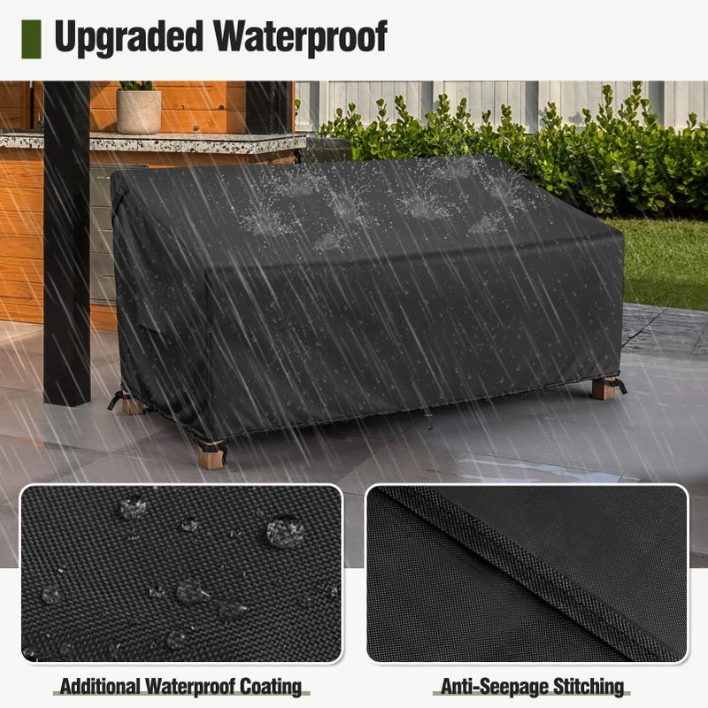 MR. COVER 3-Seater Outdoor Couch Cover Waterproof, 80 Inch Patio Furniture Cover for Sofa, Heavy Duty Polyester & Double-Stitched Seams, Classic Black - Image 4