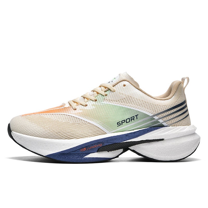 Marathon Air Cushion Carbon Plate Sports Running Shoes Men Breathable Lightweight Women Comfortable Nonskid Speciality Sneakers Beige 