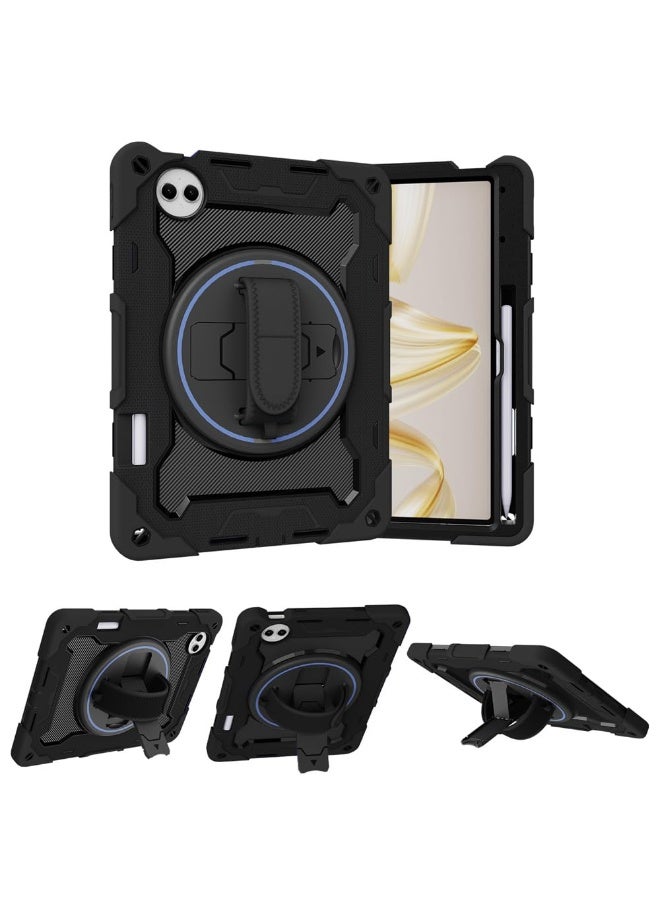 عام غطاء لهواوي ميت باد برو 12.2 (2025) 12.2 بوصة، غلاف متين من السيليكون+البلاستيك الصلب مقاوم للصدمات مع حزام كتف، حامل مرن متعدد الزوايا قابل للتعديل 360 درجة مع حزام يد.