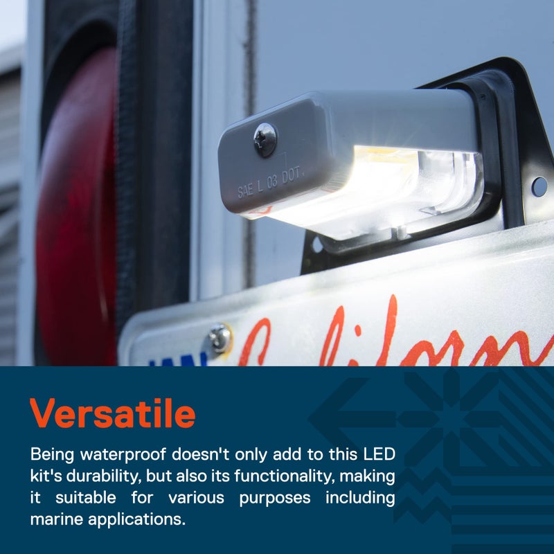 ONLINE LED STORE TRUE MODS Gray LED License Plate Boat Trailer Light [Steel Bracket Mount] [DOT FMVSS 108] [SAE L] 12V DC Waterproof Universal Submersible PC Lens Tag Lamp for Car Work Utility Flat Bed Box Semi Truck - Image 5