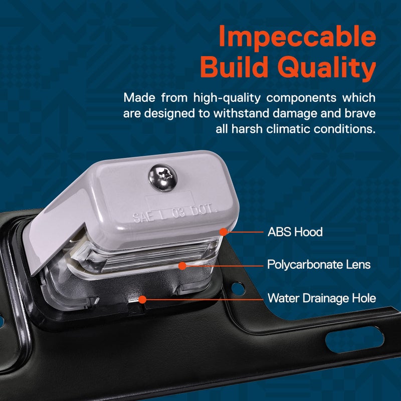 ONLINE LED STORE TRUE MODS Gray LED License Plate Boat Trailer Light [Steel Bracket Mount] [DOT FMVSS 108] [SAE L] 12V DC Waterproof Universal Submersible PC Lens Tag Lamp for Car Work Utility Flat Bed Box Semi Truck - Image 2