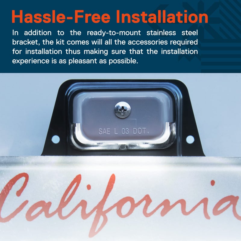 ONLINE LED STORE TRUE MODS Gray LED License Plate Boat Trailer Light [Steel Bracket Mount] [DOT FMVSS 108] [SAE L] 12V DC Waterproof Universal Submersible PC Lens Tag Lamp for Car Work Utility Flat Bed Box Semi Truck - Image 3