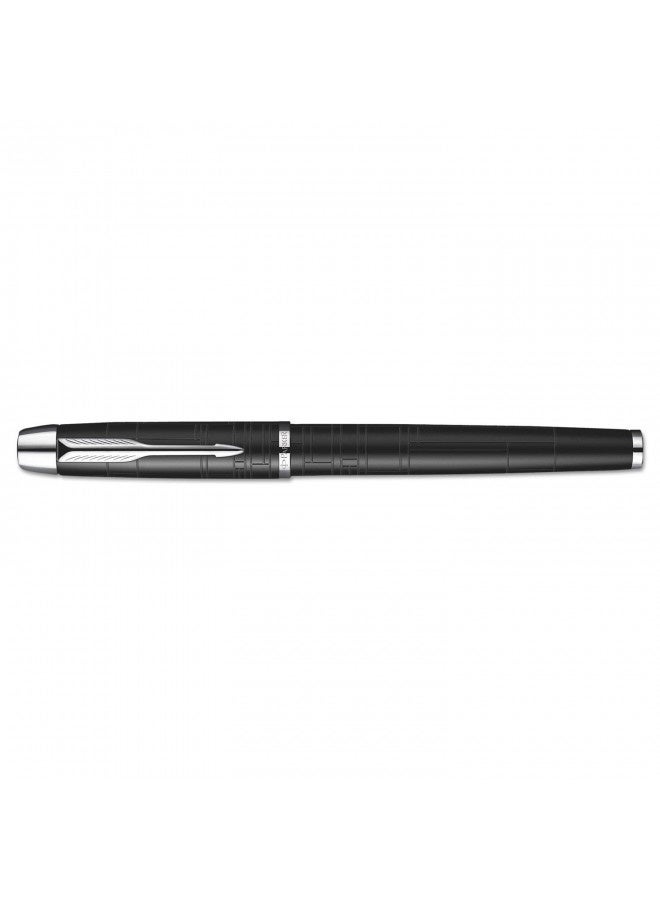 Parker Im Rollerball Pen, Black Lacquer Chrome Trim With Fine Point Black Ink Refill, Gift Box (1931658)