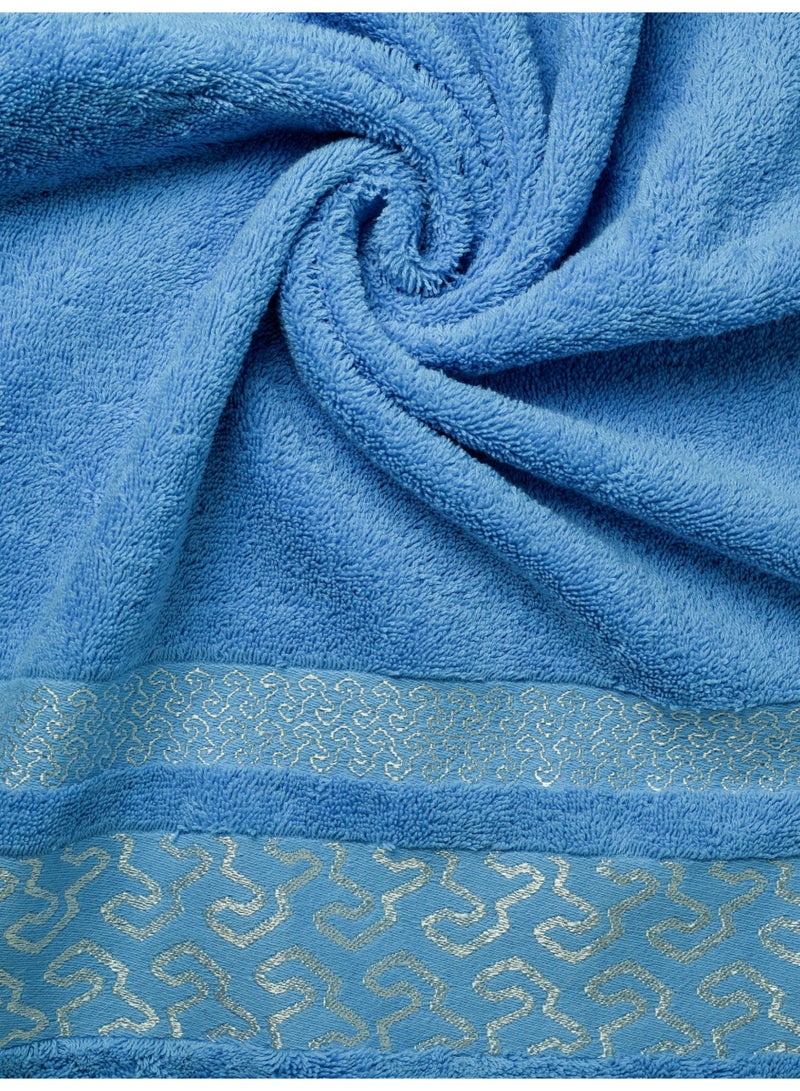 بالتيك لينين منشفة استحمام سيريني، قطن 100%، 550 جرام/م²، 70 سم × 140 سم، ناعمة للغاية وماصة، تجف بسرعة للاستخدام المنزلي والسبا من بالنك لِينِن - أزرق - Image 2