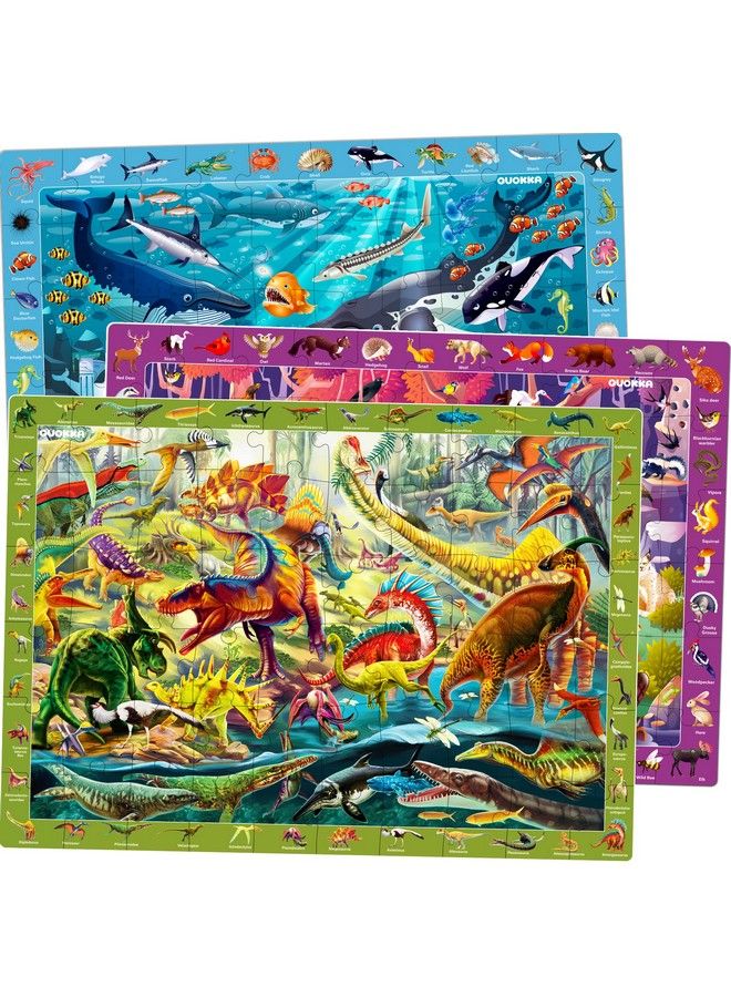 quokka 60 Pieces Floor Puzzles For Kids Ages 48 3 Jigsaw Kids Puzzles Ages 68 By Quokka Search & Find Learning Game For Toddler Ages 35 Ocean Wild Animals & Dinosaurs Gift Games For Children 810 - Image 2