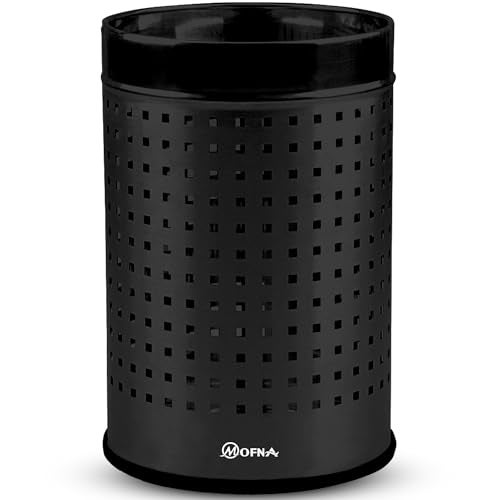 mofna Stainless Steel Square Perforated Dustbin for Home, Trash Can, Garbage Bin for Bathroom, Office, Bedroom, Kitchen & Toilet or Commercial Use- (7x10 In - 6 Liter, Black), Pack of 1 - Image 1