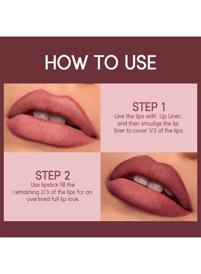 Ushas 2 in 1 Lipstick & Lipliner -Matte Nude Waterproof Lipstick for Women Lip liner Set Long Lasting Lipstick, Matte Lipstick Pen with Lip Liner Set Makeup Kits (11) - Image 5