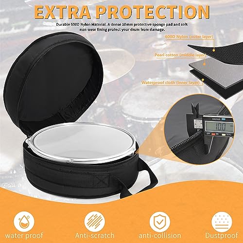 OUUTMEE Drum Bag For Snare 14"x5.5"/14"x6.5", 10mm Thick Padded Travel Drum Case - Image 4