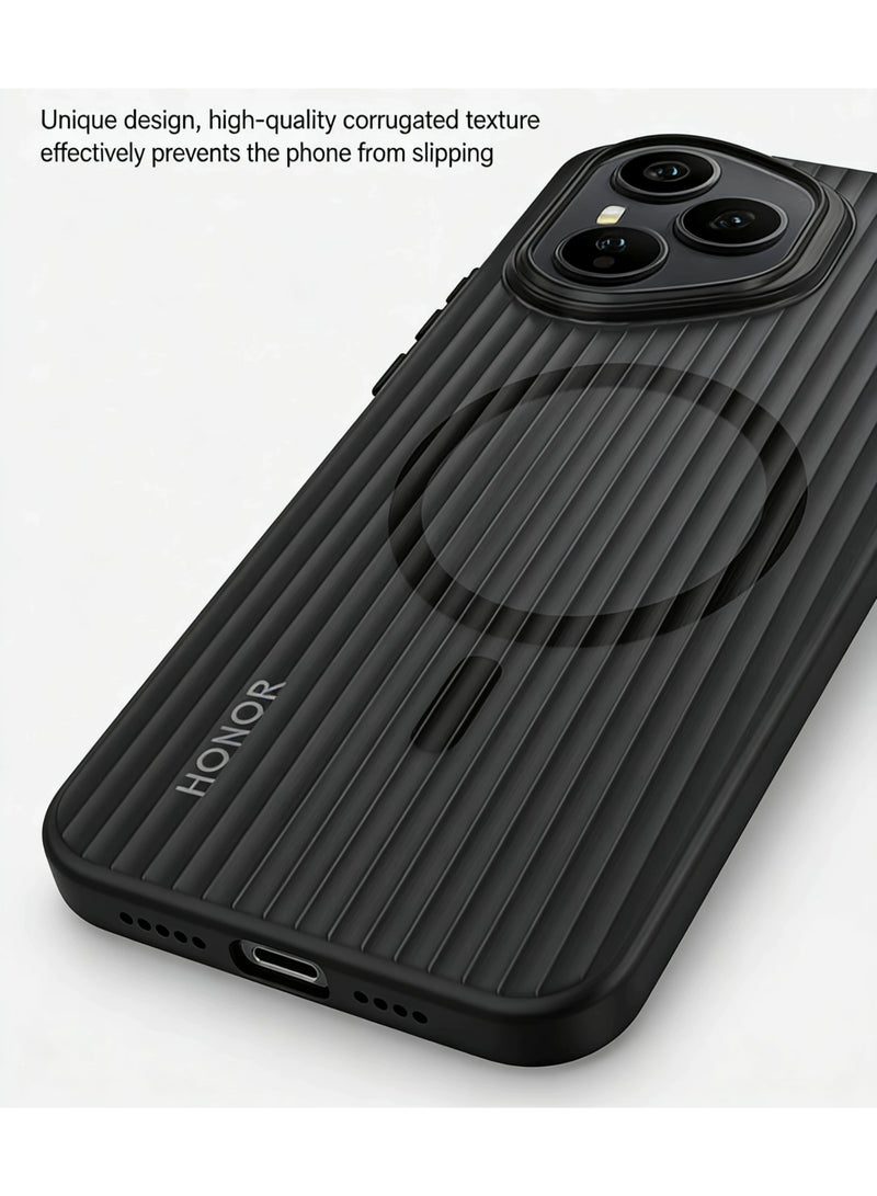 Honor 400PRO Matte Phone Case MagSafe Compatible Matte Mesh Protective Case Slim Semi-Transparent Shock-Resistant Frame Magnetic Protective Cover (Matte Transparent Black) - Image 4