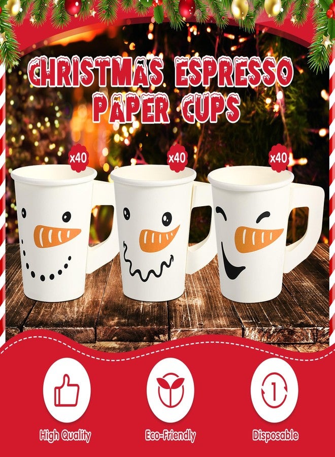 Maxcheck 120 Pcs Christmas Disposable Coffee Cups with Handles 7 oz Christmas Hot Chocolate Paper Cups Snowman Xmas Beverage Tea Cups for Winter Holiday Party Supplies(Snowman) - Image 3