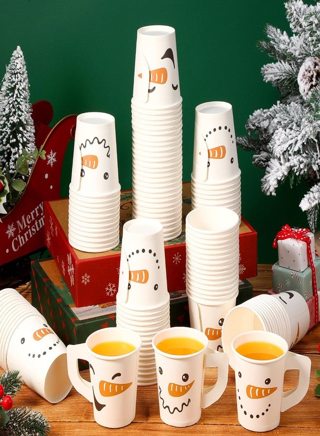 Maxcheck 120 Pcs Christmas Disposable Coffee Cups with Handles 7 oz Christmas Hot Chocolate Paper Cups Snowman Xmas Beverage Tea Cups for Winter Holiday Party Supplies(Snowman) - Image 2