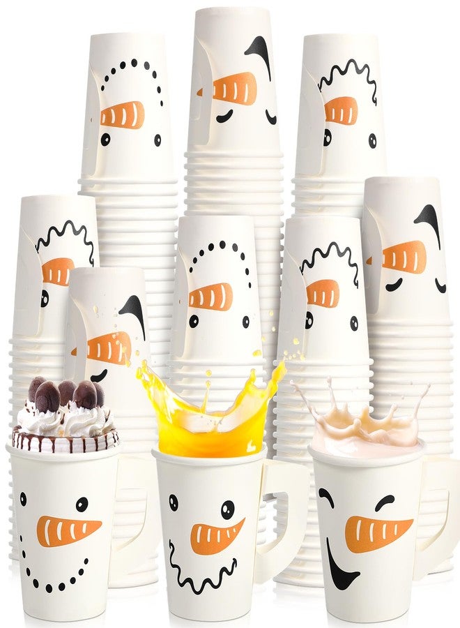 Maxcheck 120 Pcs Christmas Disposable Coffee Cups with Handles 7 oz Christmas Hot Chocolate Paper Cups Snowman Xmas Beverage Tea Cups for Winter Holiday Party Supplies(Snowman) - Image 1