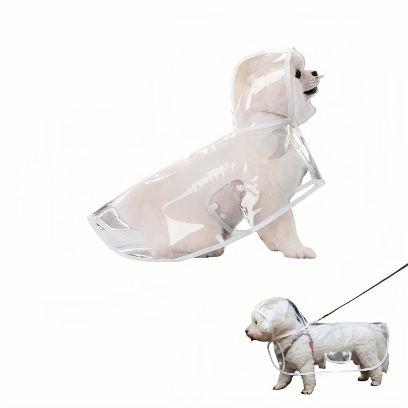 BUBBLE-FLY Clear Dog Rain Poncho for Small Medium Dogs,Heavy Waterproof Raincoat with Hidden Leash Hole&Adjustable Snaps,Pet Hooded Cape for Bichon Poodle (4-8lbs) (Transparent, Medium) - Image 1