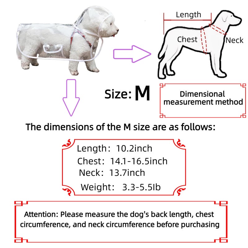 BUBBLE-FLY Clear Dog Rain Poncho for Small Medium Dogs,Heavy Waterproof Raincoat with Hidden Leash Hole&Adjustable Snaps,Pet Hooded Cape for Bichon Poodle (4-8lbs) (Transparent, Medium) - Image 3