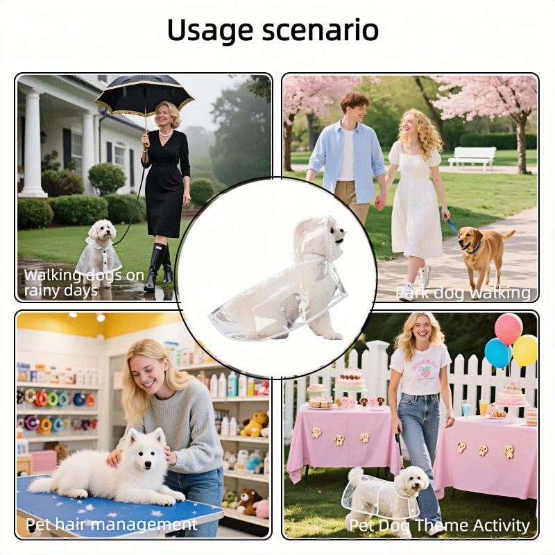 BUBBLE-FLY Clear Dog Rain Poncho for Small Medium Dogs,Heavy Waterproof Raincoat with Hidden Leash Hole&Adjustable Snaps,Pet Hooded Cape for Bichon Poodle (4-8lbs) (Transparent, Medium) - Image 5