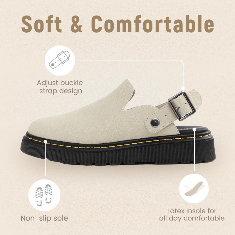 Athlefit Women's Clogs Shoes with Back Strap Comfortable Latex Footbed Slip-On Adjustable Slingback Mules Zapatos para Mujer Apricot - Image 3