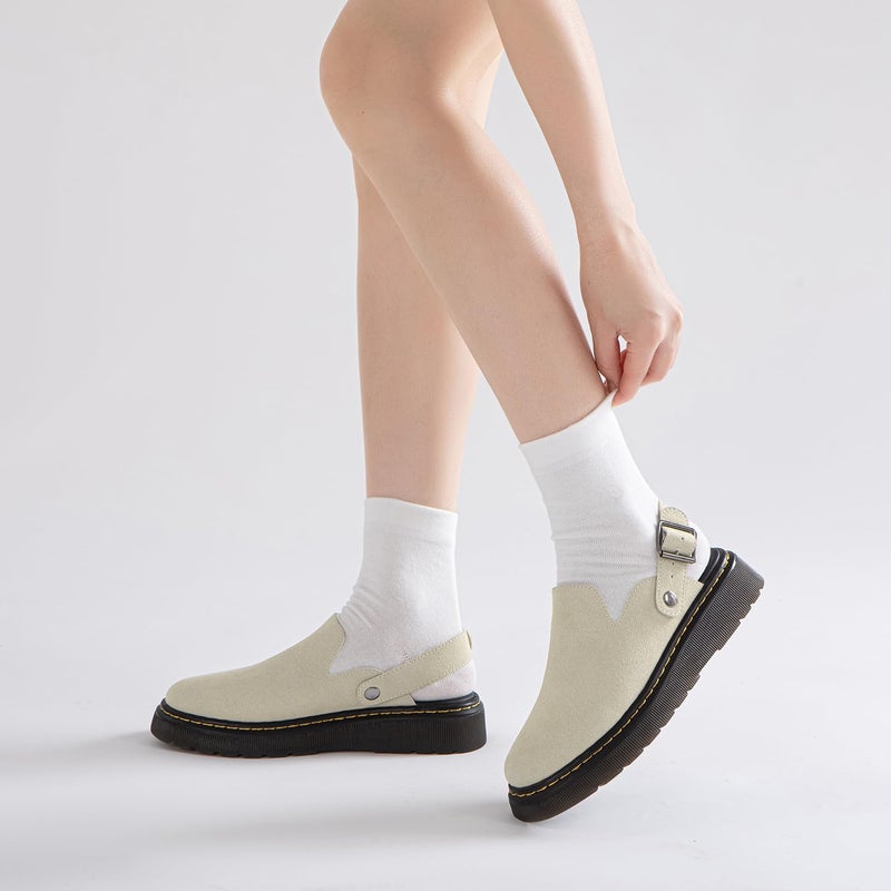 Athlefit Women's Clogs Shoes with Back Strap Comfortable Latex Footbed Slip-On Adjustable Slingback Mules Zapatos para Mujer Apricot - Image 2