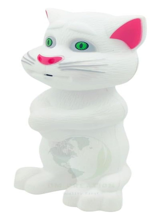 KinderTales® Talking Tom Toy for Kids – Interactive Musical Speaking Cat Doll with Recording, Stories & Songs, Responds to Touch – Fun Educational Toy for Toddlers & Children (White) - Image 1